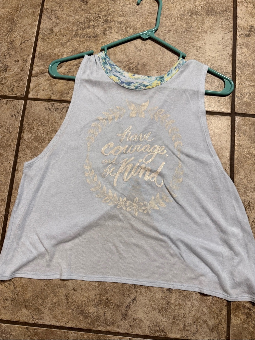 Disney Light Blue Tank Top with Gold Foil Wreath Graphic